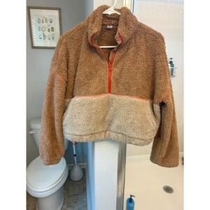 Parade Sherpa Teddy Fleece Lounge Set XS Quarter Zip Pullover Pants Camel Brown